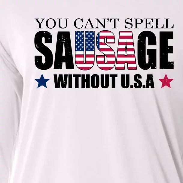 You Can't Spell Sausage Without USA Funny Cooling Performance Long Sleeve Crew