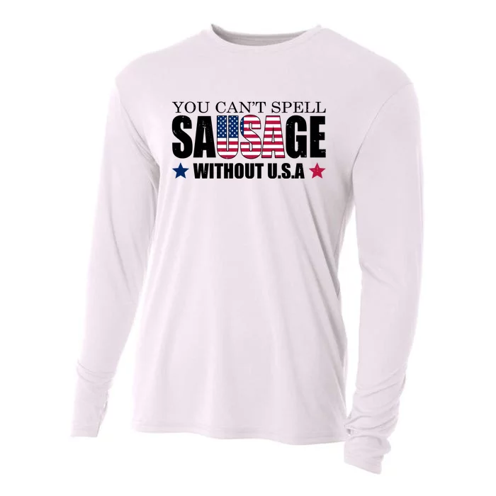 You Can't Spell Sausage Without USA Funny Cooling Performance Long Sleeve Crew