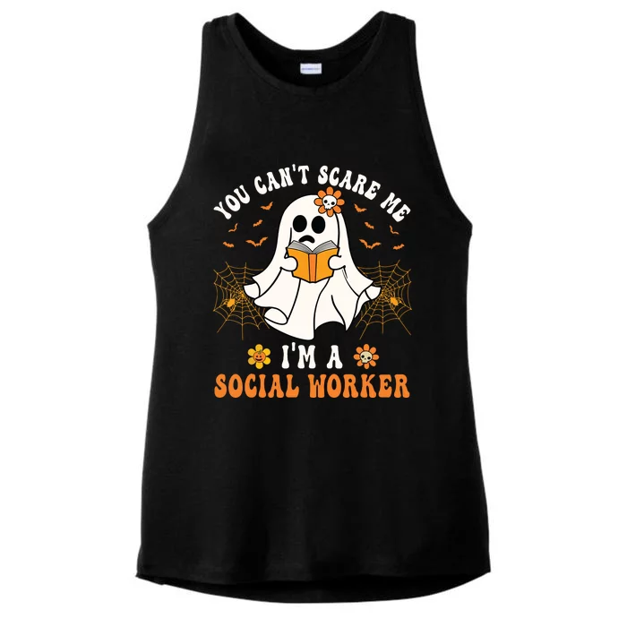 You Cant Scare Me Im A School Social Worker Halloween Ladies Tri-Blend Wicking Tank