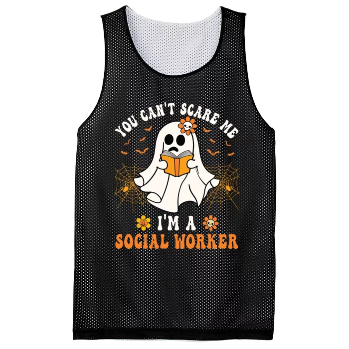 You Cant Scare Me Im A School Social Worker Halloween Mesh Reversible Basketball Jersey Tank