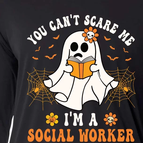 You Cant Scare Me Im A School Social Worker Halloween Cooling Performance Long Sleeve Crew