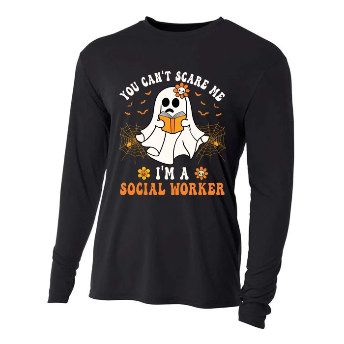 You Cant Scare Me Im A School Social Worker Halloween Cooling Performance Long Sleeve Crew