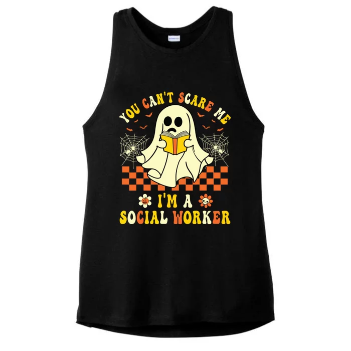 You Cant Scare Me Im A School Social Worker Halloween Ladies Tri-Blend Wicking Tank