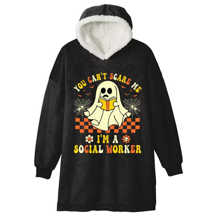 You Cant Scare Me Im A School Social Worker Halloween Hooded Wearable Blanket