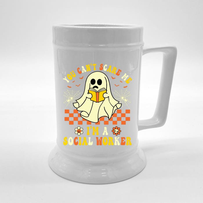 You Cant Scare Me Im A School Social Worker Halloween Front & Back Beer Stein