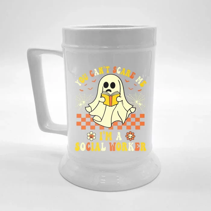 You Cant Scare Me Im A School Social Worker Halloween Front & Back Beer Stein