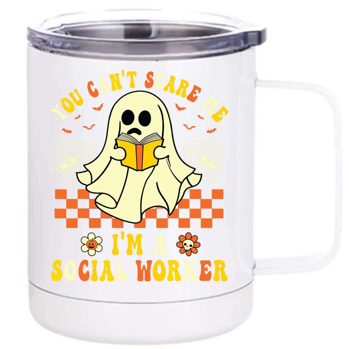 You Cant Scare Me Im A School Social Worker Halloween Front & Back 12oz Stainless Steel Tumbler Cup