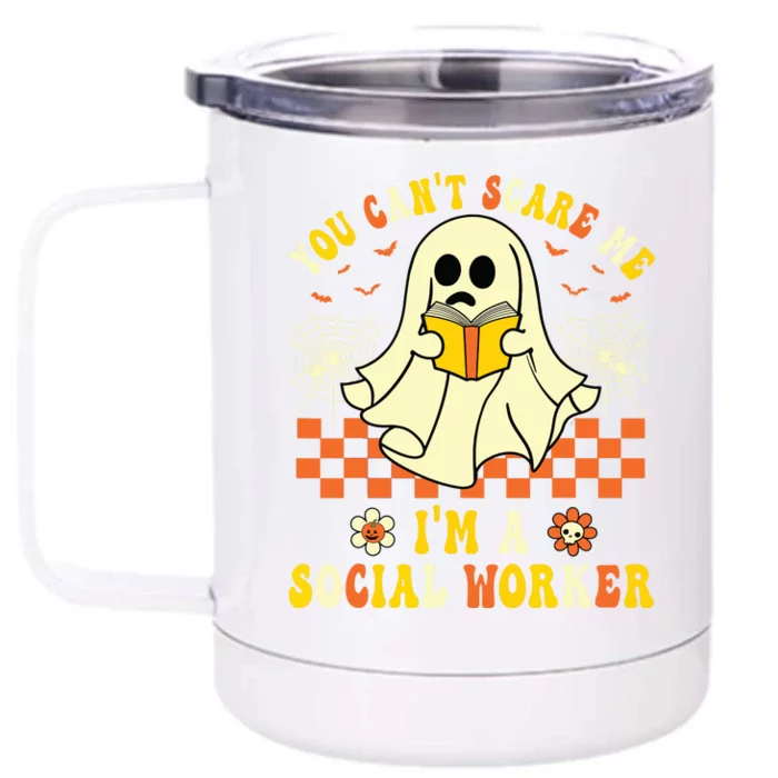 You Cant Scare Me Im A School Social Worker Halloween Front & Back 12oz Stainless Steel Tumbler Cup