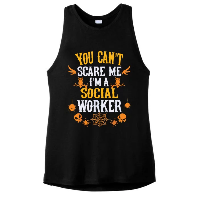 You Cant Scare Me Im A Social Worker Halloween Ladies Tri-Blend Wicking Tank