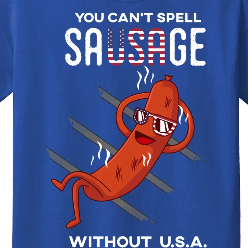 You Cant Spell Sausage Without Usa Funny Funny Gift Kids T-Shirt