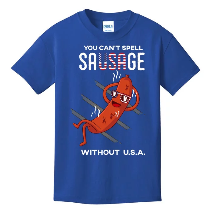 You Cant Spell Sausage Without Usa Funny Funny Gift Kids T-Shirt