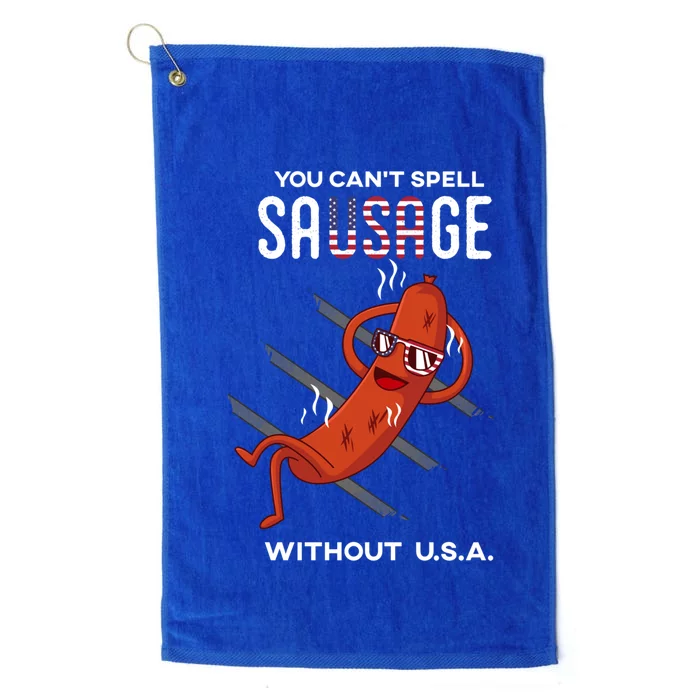 You Cant Spell Sausage Without Usa Funny Funny Gift Platinum Collection Golf Towel