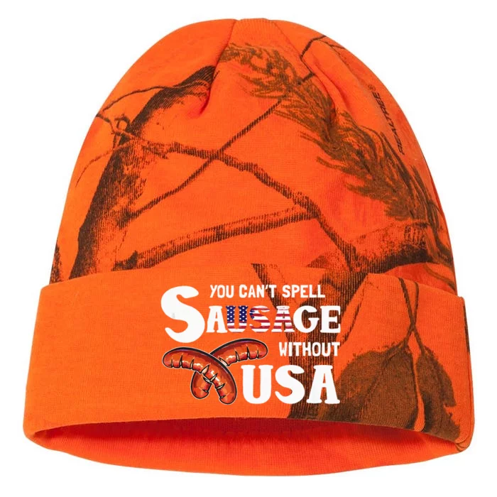 You Cant Spell Sausage Without Usa 4th Of July American Kati - 12in Camo Beanie