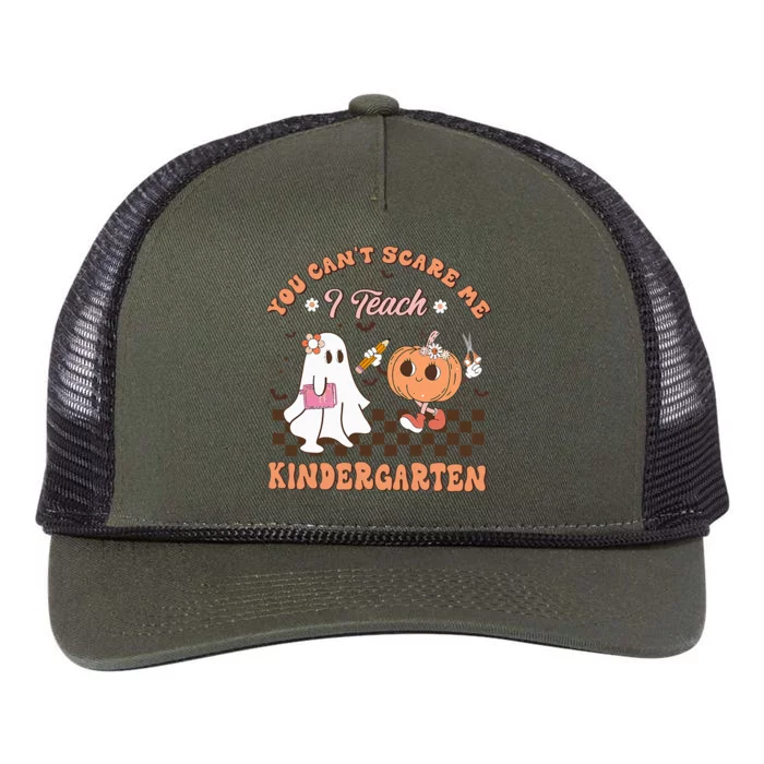 You Cant Scare Me I Teach Kindergarten Teacher Halloween Retro Rope Trucker Hat Cap