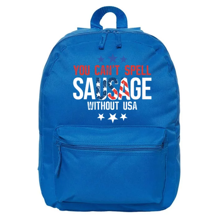 You Cant Spell Sausage Without Usa Gift 16 in Basic Backpack