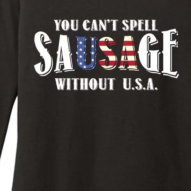 You Cant Spell A Sausage Without Usa Flag Funny Spelling Gift Womens CVC Long Sleeve Shirt