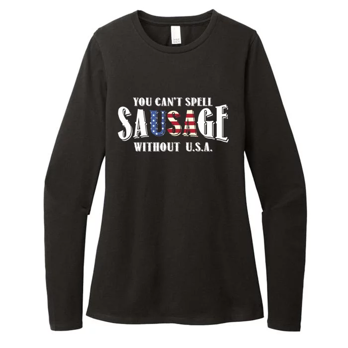 You Cant Spell A Sausage Without Usa Flag Funny Spelling Gift Womens CVC Long Sleeve Shirt