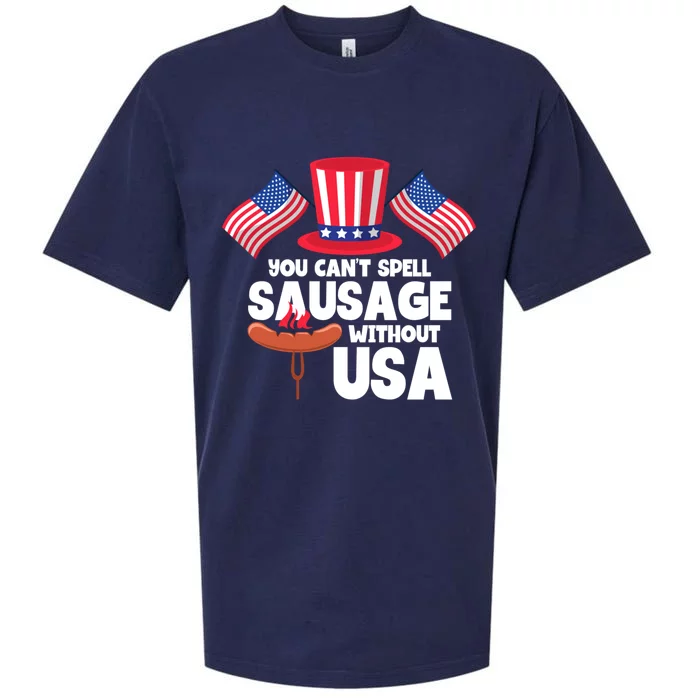 You Cant Spell Sausage Without Usa 4th Of July Gift Sueded Cloud Jersey T-Shirt