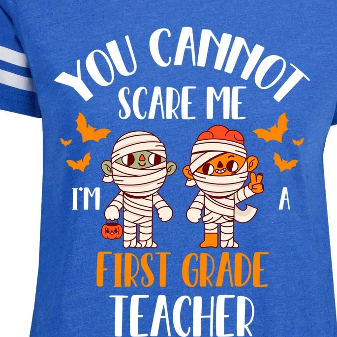 You CanT Scare Me IM A 1st Grade Teacher Cute Mummy Ghost Gift Enza Ladies Jersey Football T-Shirt