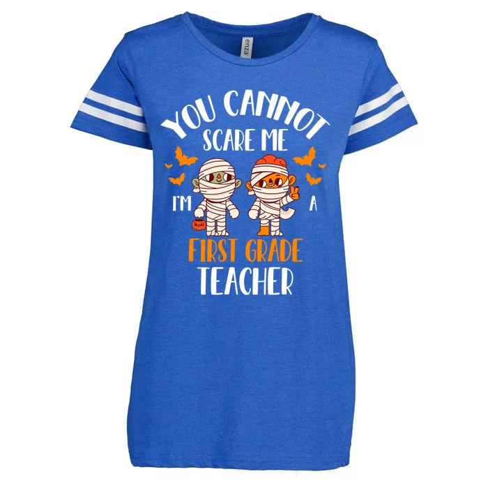 You CanT Scare Me IM A 1st Grade Teacher Cute Mummy Ghost Gift Enza Ladies Jersey Football T-Shirt