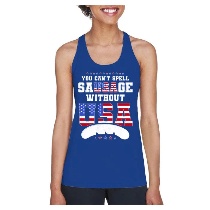 You Cant Spell Sausage Without Usa Oktoberfest Gift Women's Racerback Tank