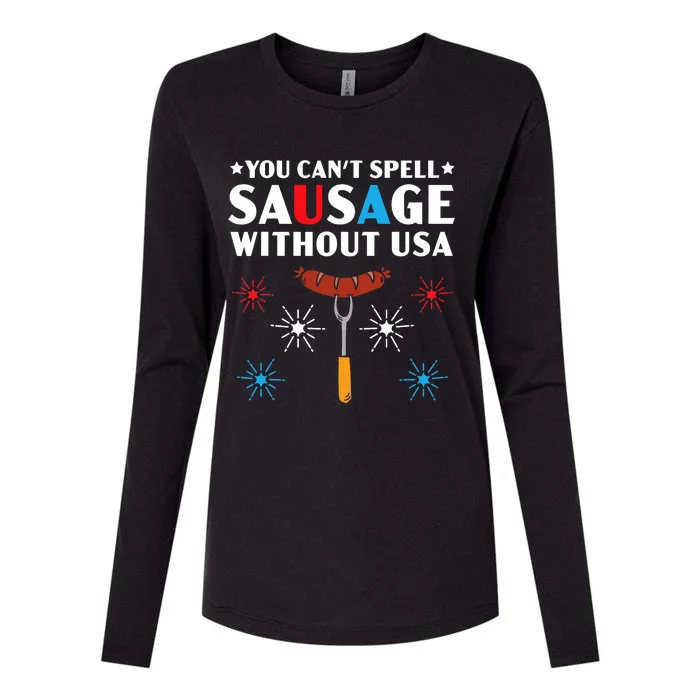 You CanT Spell Sausage Without Usa 4th Of July Womens Cotton Relaxed Long Sleeve T-Shirt