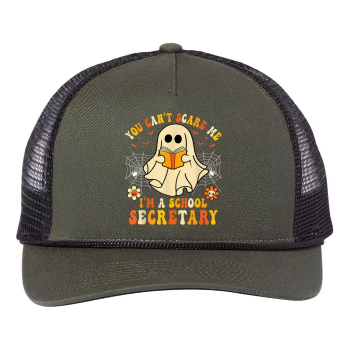 You CanT Scare Me IM A School Secretary Halloween Candy Retro Rope Trucker Hat Cap