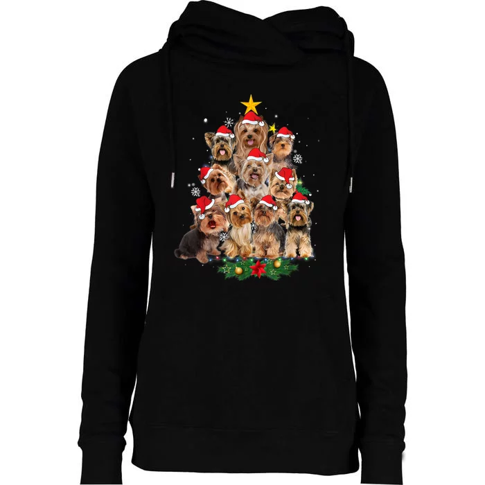 Yorkie Christmas Tree Funny Xmas Gifts For Yorkie Dog Lover TShirt Womens Funnel Neck Pullover Hood