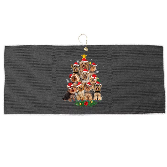 Yorkie Christmas Tree Funny Xmas Gifts For Yorkie Dog Lover TShirt Large Microfiber Waffle Golf Towel