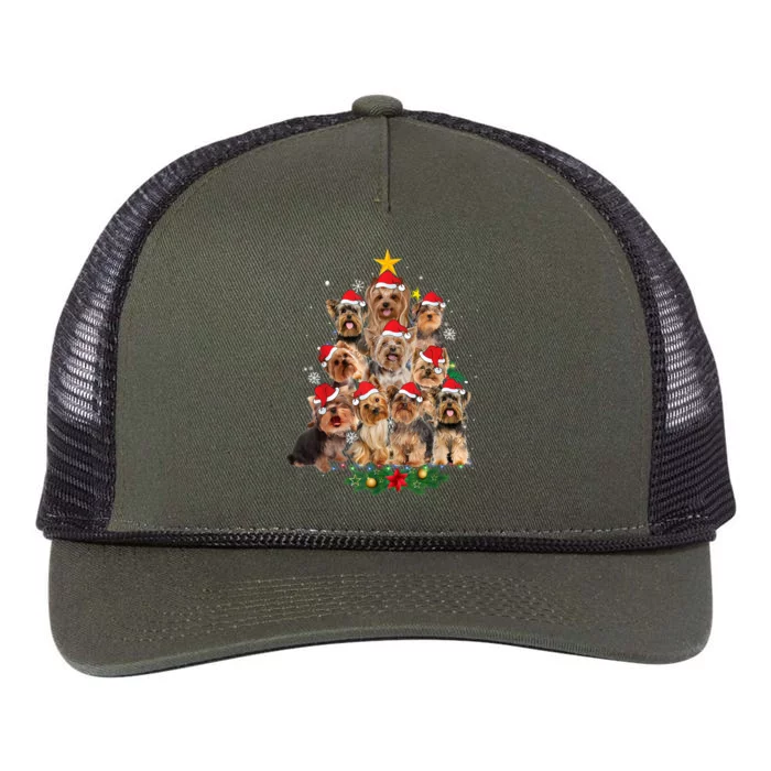 Yorkie Christmas Tree Funny Xmas Gifts For Yorkie Dog Lover TShirt Retro Rope Trucker Hat Cap