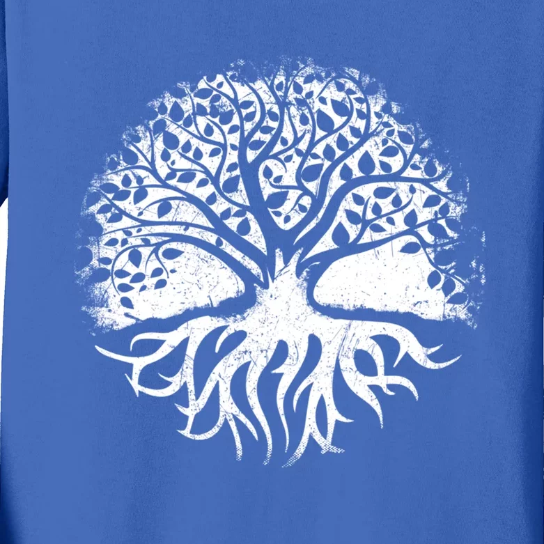 Yoga Circle Tree Of Life Distressed Graphic Spiritual Yoga Gift Kids Long Sleeve Shirt