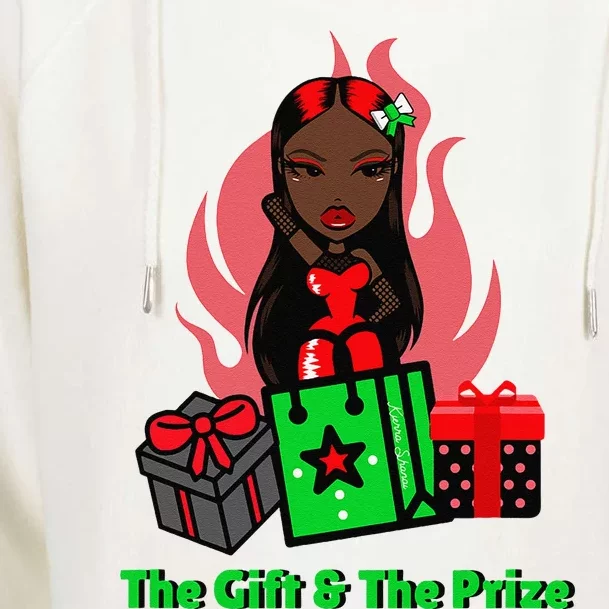 Y Christmas The Gift And The Prize Xmas Cute Fun Holiday Womens Funnel Neck Pullover Hood