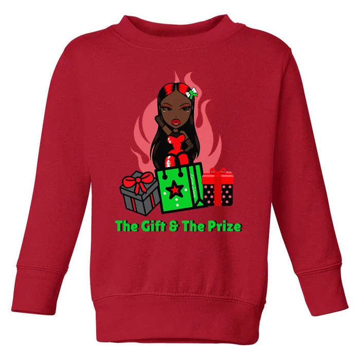 Y Christmas The Gift And The Prize Xmas Cute Fun Holiday Toddler Sweatshirt