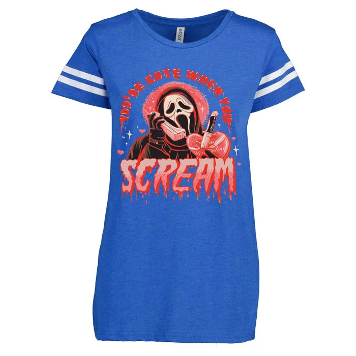 Youre Cute When You Scream Horror Movie Scream Halloween Enza Ladies Jersey Football T-Shirt