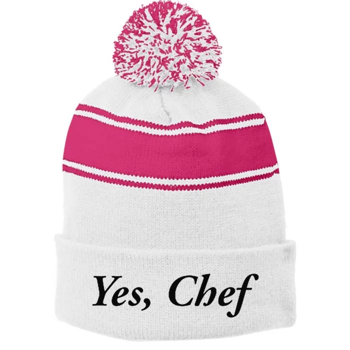 Yes Chef Stripe Pom Pom Beanie