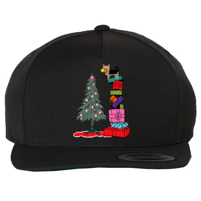 Yorkie Christmas Wool Snapback Cap