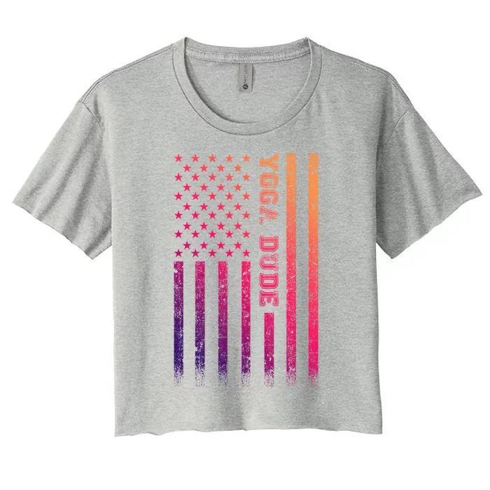 Yoga Dude American Flag Gift Women's Crop Top Tee