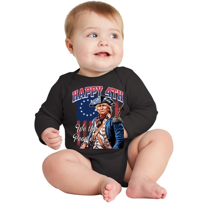 Yankee Doodle Biden 4th Of July Great Again Patriotic Trump Baby Long Sleeve Bodysuit