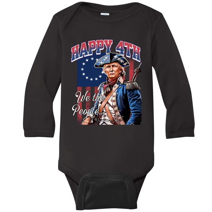 Yankee Doodle Biden 4th Of July Great Again Patriotic Trump Baby Long Sleeve Bodysuit