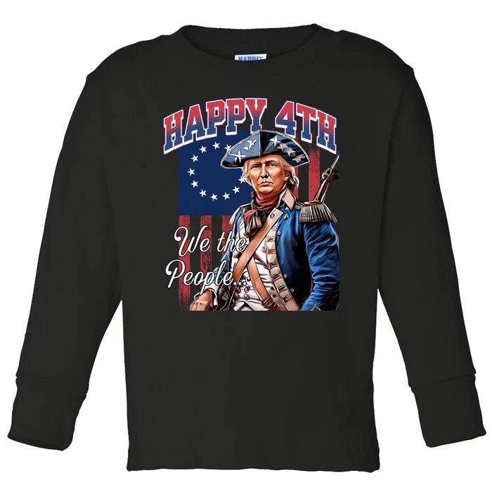 Yankee Doodle Biden 4th Of July Great Again Patriotic Trump Toddler Long Sleeve Shirt