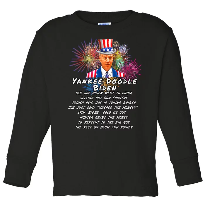 Yankee Doodle Biden 4th Of July Great Again Patriotic Trump Toddler Long Sleeve Shirt