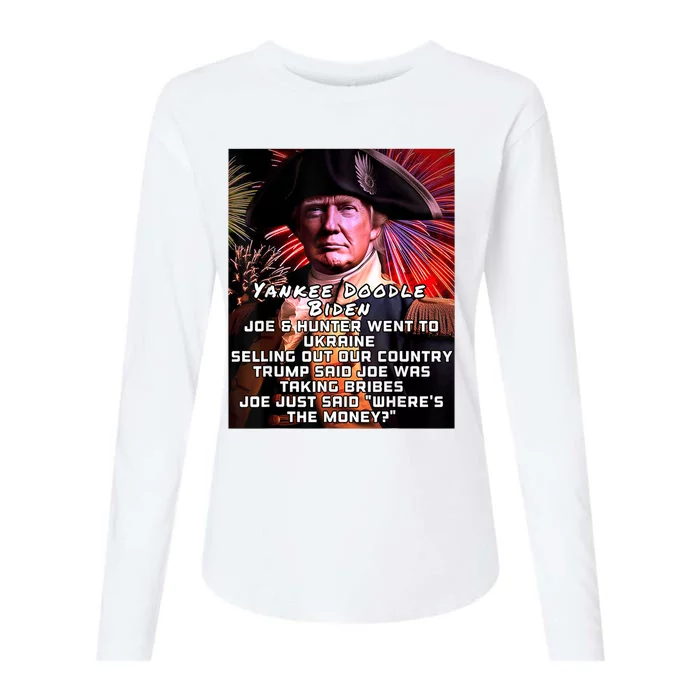 Yankee Doodle Biden 4th Of July Great Again Patriotic Trump Womens Cotton Relaxed Long Sleeve T-Shirt