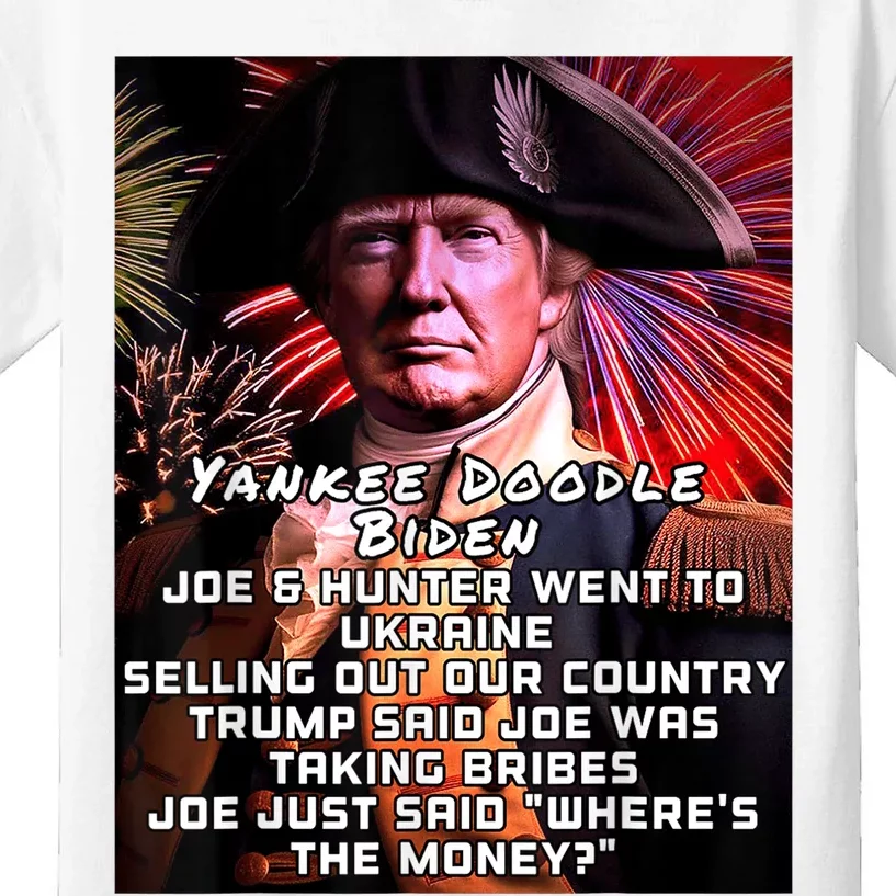 Yankee Doodle Biden 4th Of July Great Again Patriotic Trump Kids T-Shirt