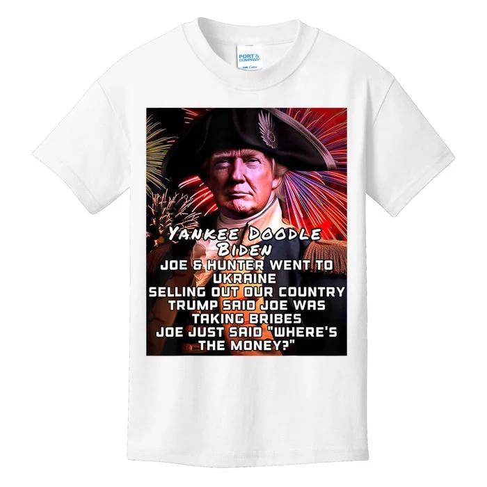 Yankee Doodle Biden 4th Of July Great Again Patriotic Trump Kids T-Shirt