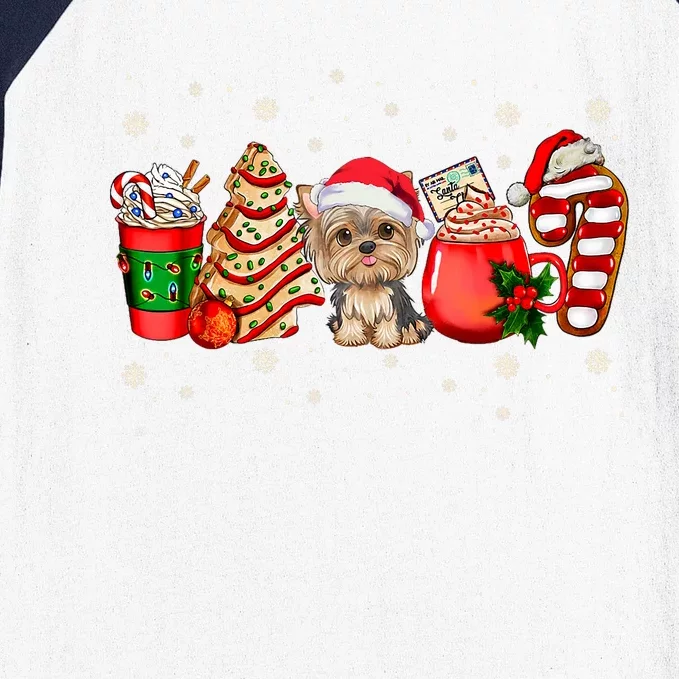 Yorkie Dog Christmas Pajamas Coffee Latte Mugs Xmas Tree Baseball Sleeve Shirt