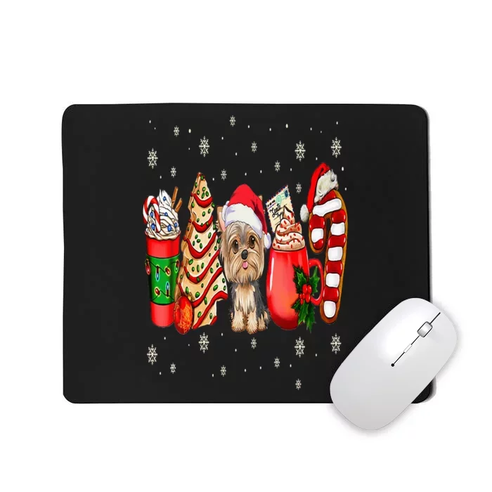 Yorkie Dog Christmas Pajamas Coffee Latte Mugs Xmas Tree Mousepad