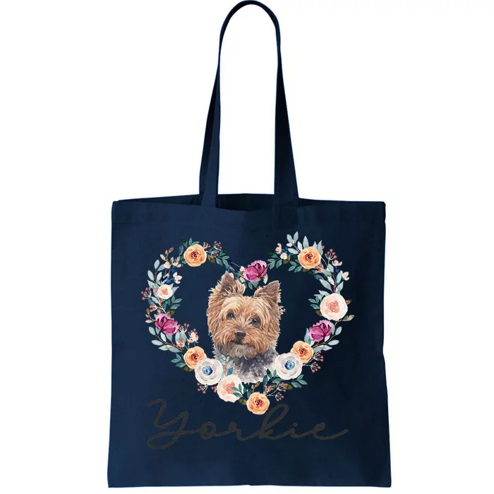 Yorkie Dog Flower Heart Funny Mothers Day Gift Tote Bag