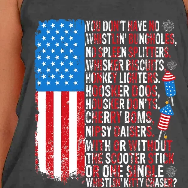 You DonT Have No Whistling Bungholes Usa Flag 4th Of July Women's Knotted Racerback Tank