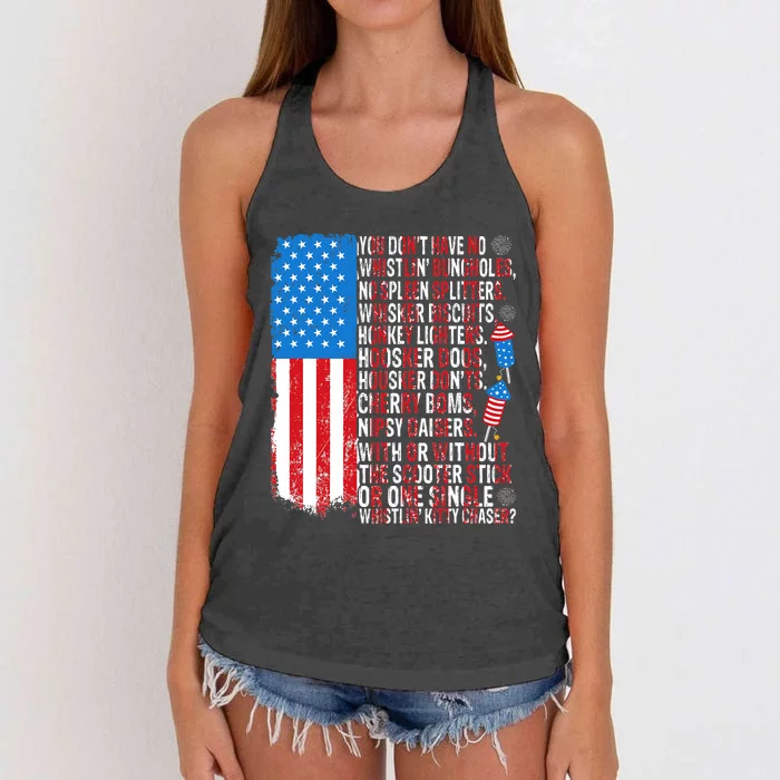 You DonT Have No Whistling Bungholes Usa Flag 4th Of July Women's Knotted Racerback Tank