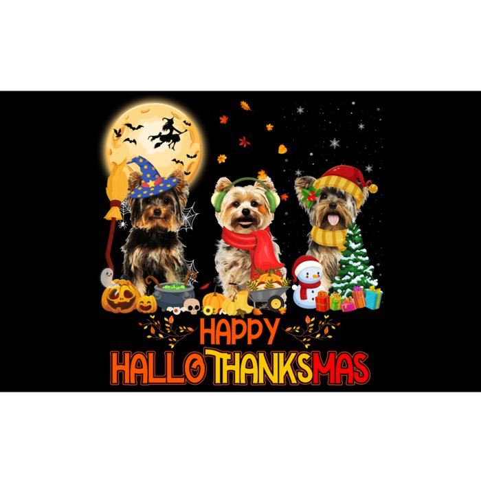 Yorkie Dog Halloween Thanksgiving Happy Hallothanksmas Bumper Sticker